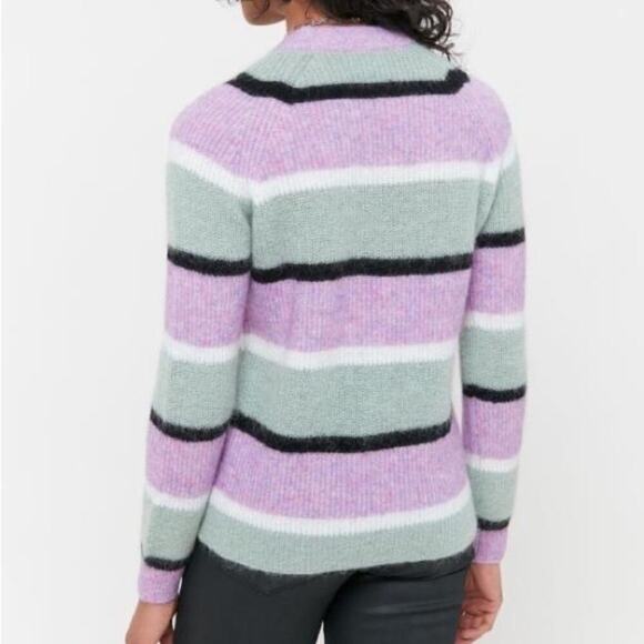 Veda Urban Outfitters Purple Green Striped Wool Mohair Blend Crewneck Sweater S - Picture 2 of 8
